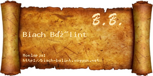 Biach Bálint névjegykártya